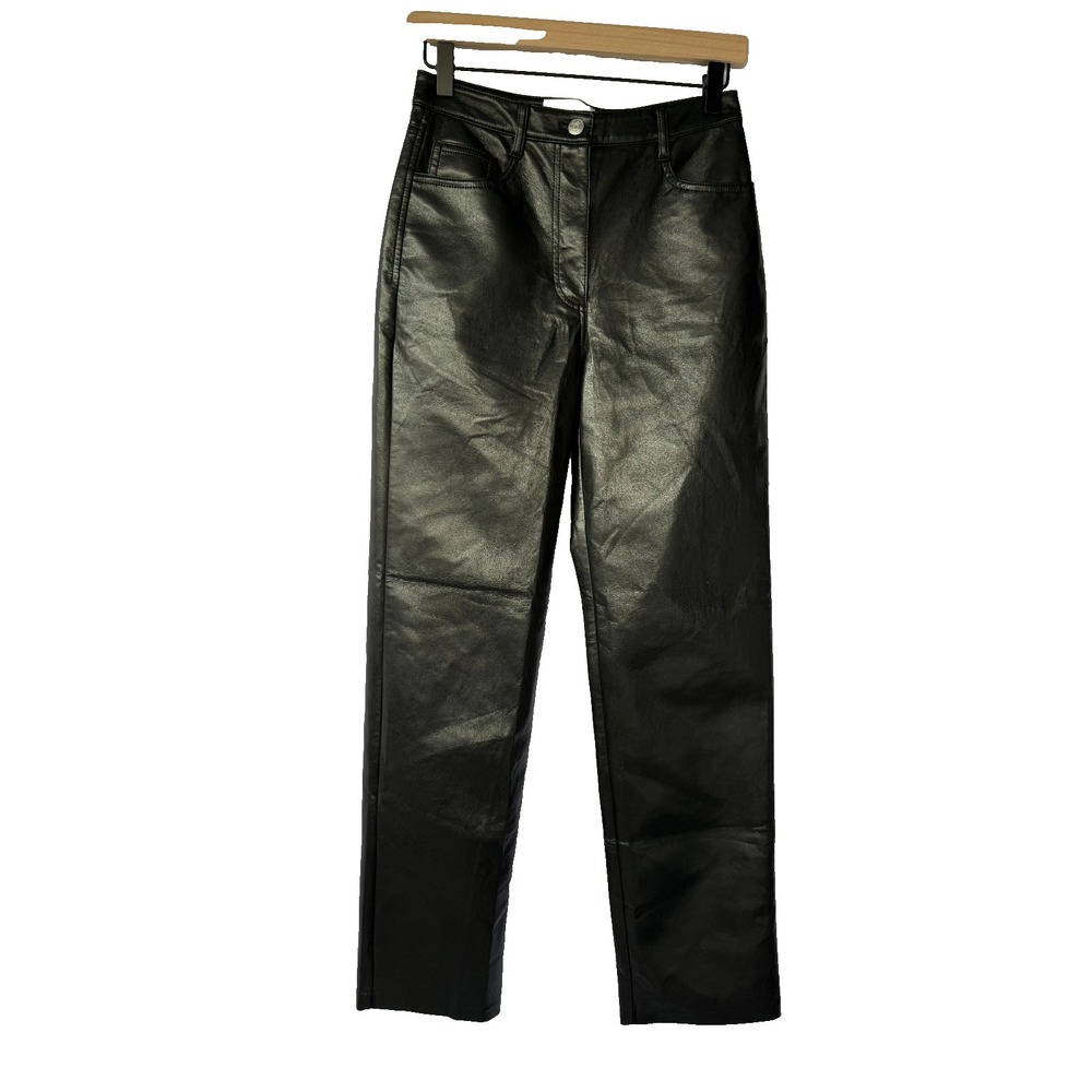 The Melina Wilfred Aritzia Faux Leather Pants Women's 4 Black Edgy Quiet‎ Luxury